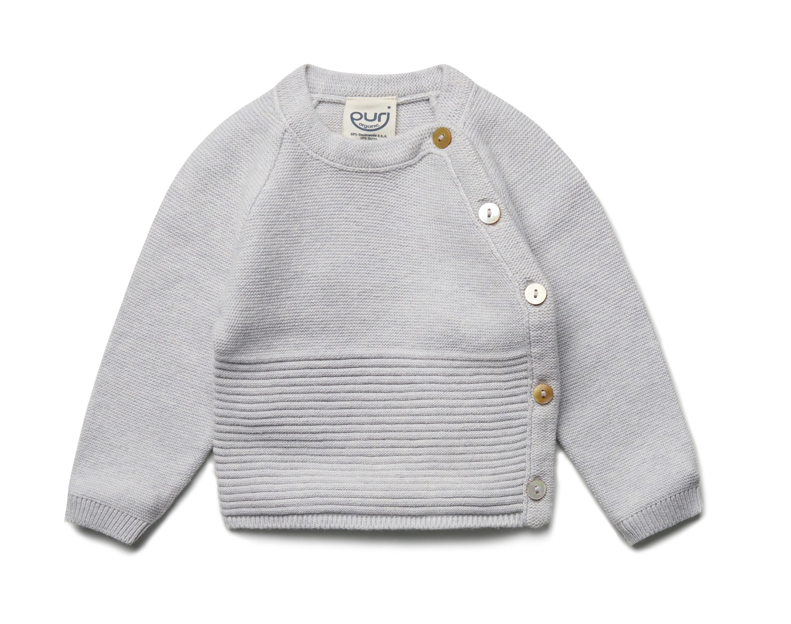 PURI Kimono Krausstrickmix Jacke aus Baumwolle/Seide Farbe silbergrau