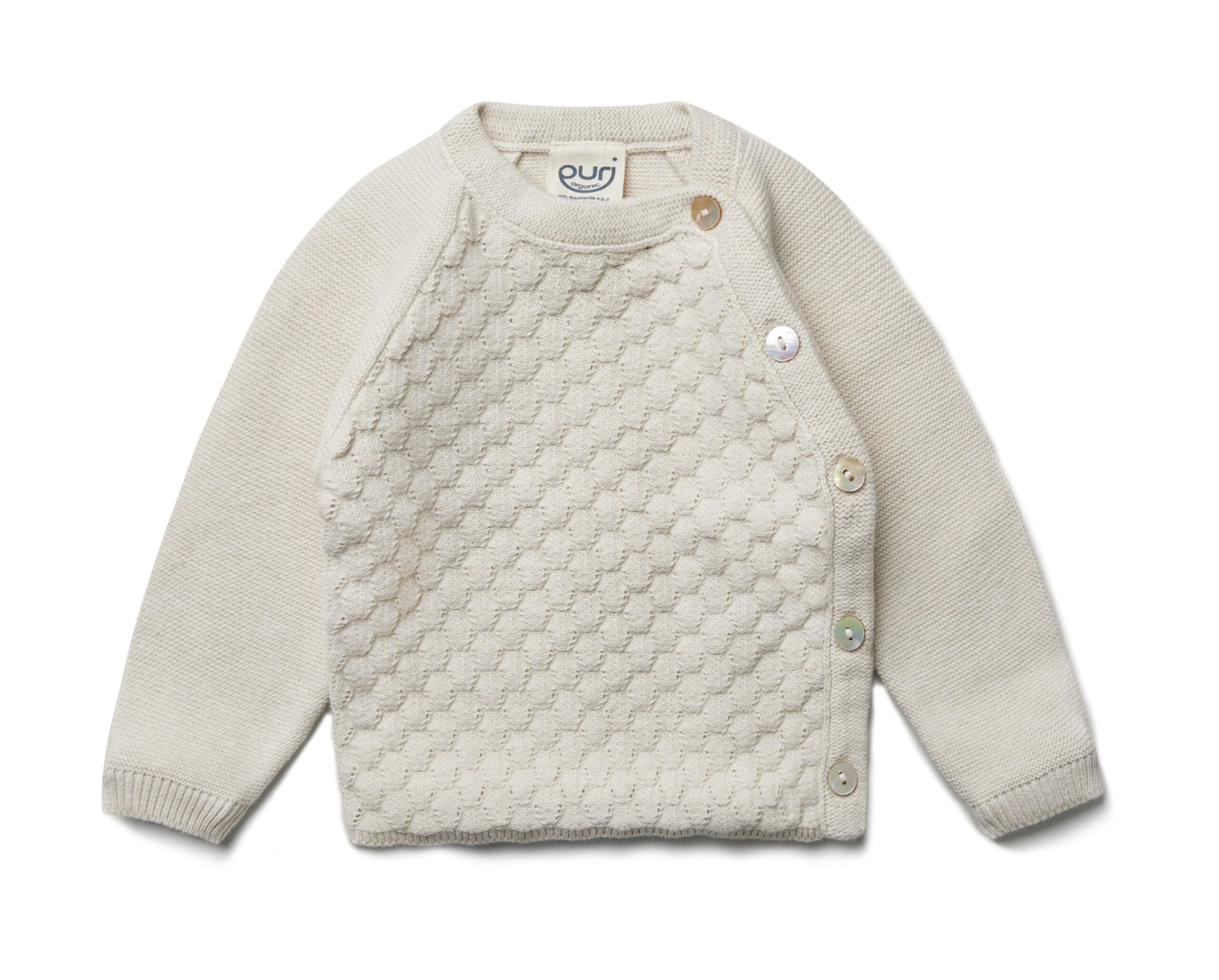 PURI Wickeljacke/Kimono mit Ajour aus Baumwolle/Seide Farbe ecru