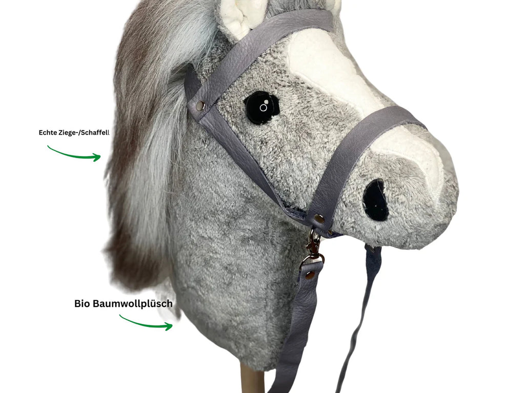 Bio Steckenpferd "Gandalf" grau in hochwertiger Verarbeitung