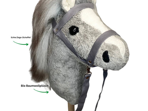 Bio Steckenpferd "Gandalf" grau in hochwertiger Verarbeitung