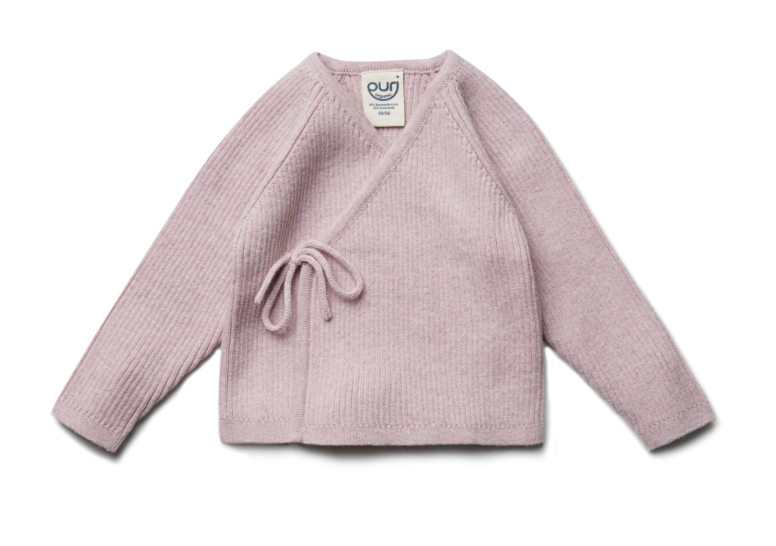 PURI Bio Baby Kimono Rippenstrick 80% Baumwolle und 20% Schurwolle Farbe rosa