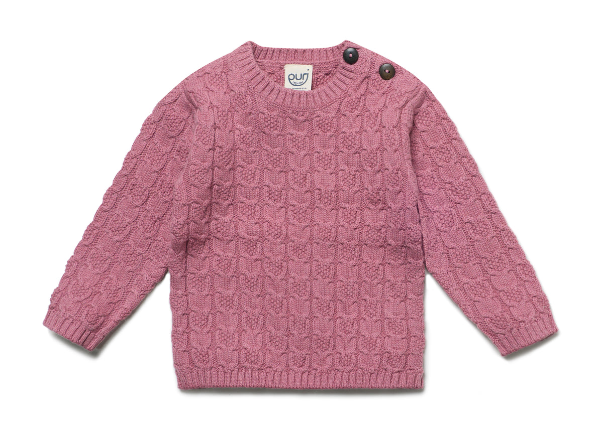 PURI ORGANIC Pullover im Strukturstrick Farbe granatapfel noch in Gr. 74/80 vorrätig