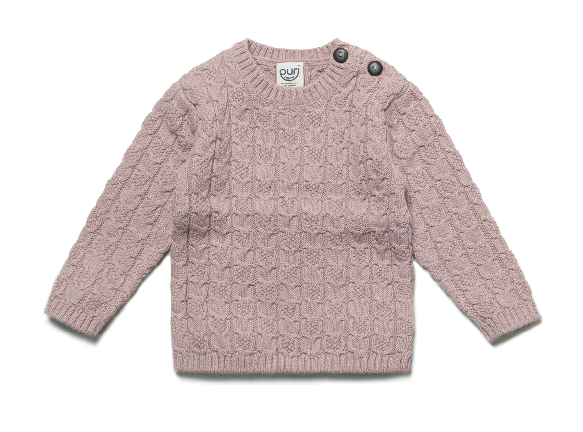 PURI ORGANIC Pullover im Strukturstrick Farbe peanut/altrosé
