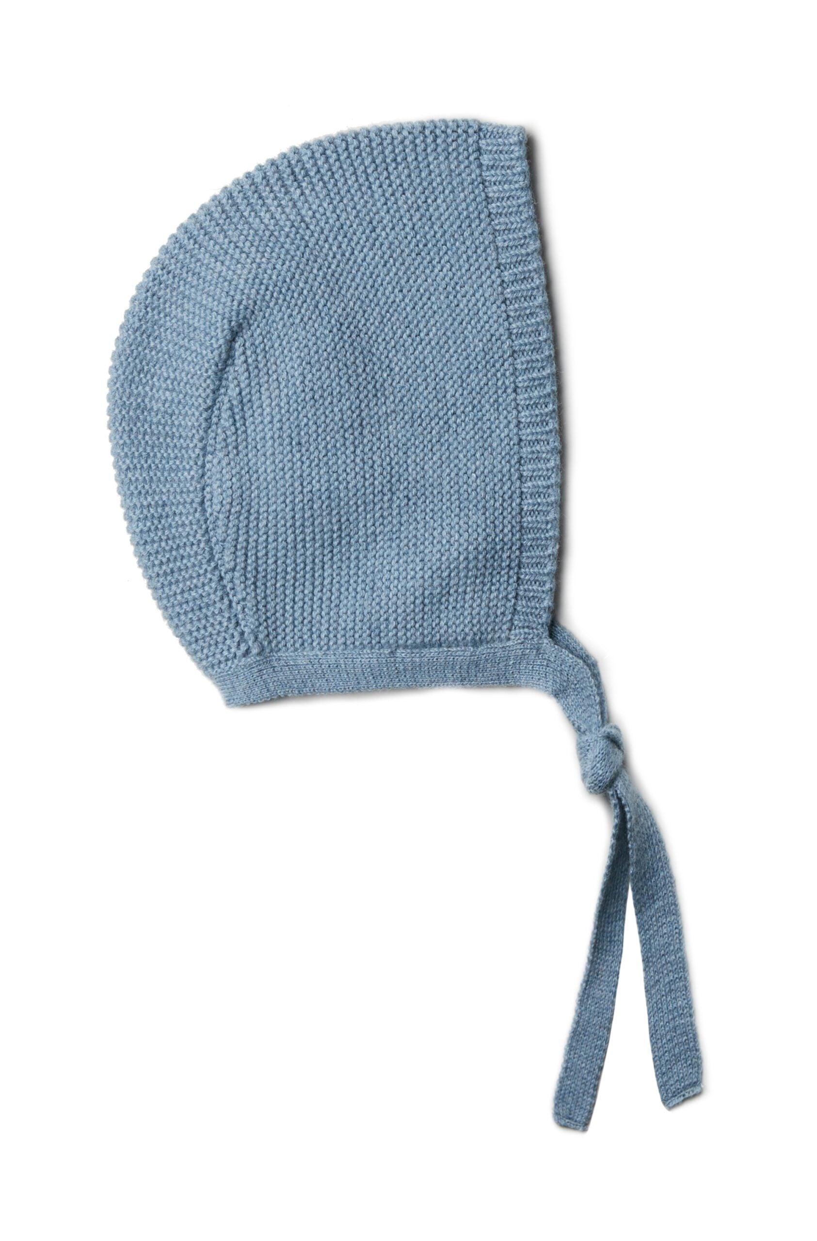 Puri Organics Retro Mütze Krausstrick aus Baumwolle/Schurwolle Farbe rauchblau