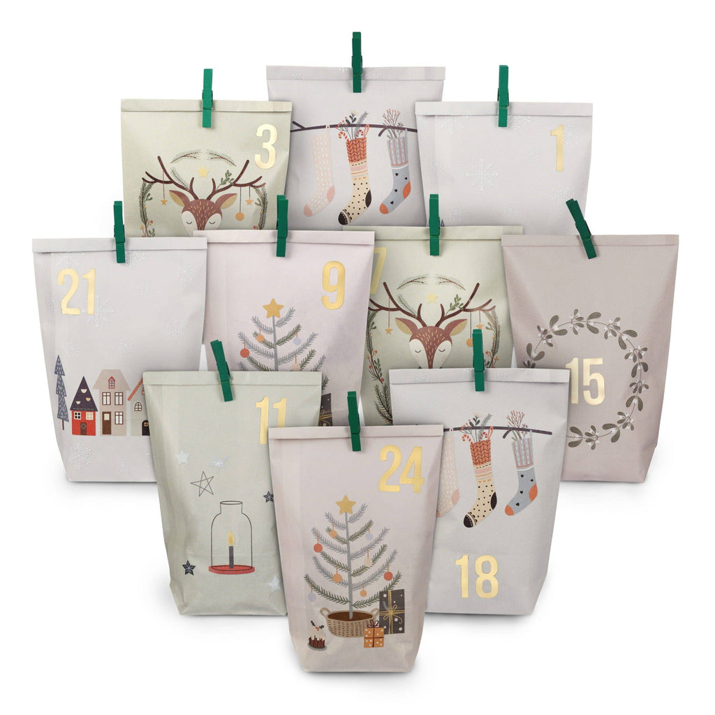 Papierdrachen Adventskalender bedruckt Hygge Style DIY