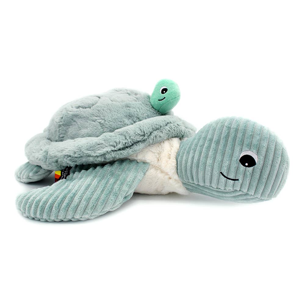LES PTIPOTOS - 50CM RIESIGE MAMA UND BABY-SCHILDKRÖTE PLÜSCH MINT