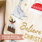 Papierdrachen Kissenbezug 40x40cm - bestickt - Motiv Believe in christmas