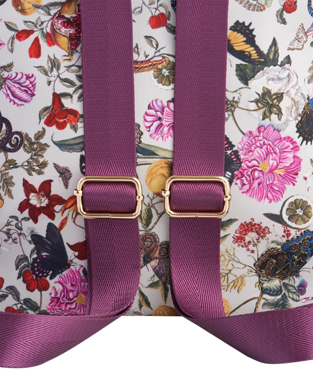 FABLE Blumen Rucksack mit Natural Historic Museum Print in Pflaumenfarbe