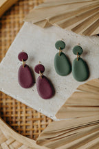 ILVA - ovale merlot farbene Polymer Ton Ohrringe