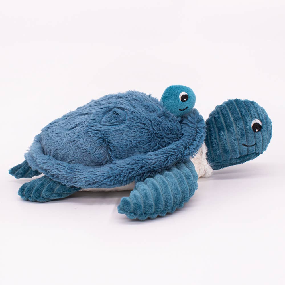 LES PTIPOTOS - 30CM MUM&BABY TURTLE PLÜSCH BLAU