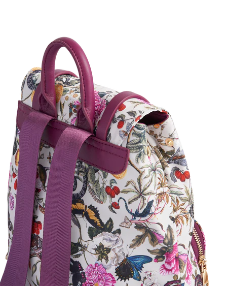FABLE Blumen Rucksack mit Natural Historic Museum Print in Pflaumenfarbe