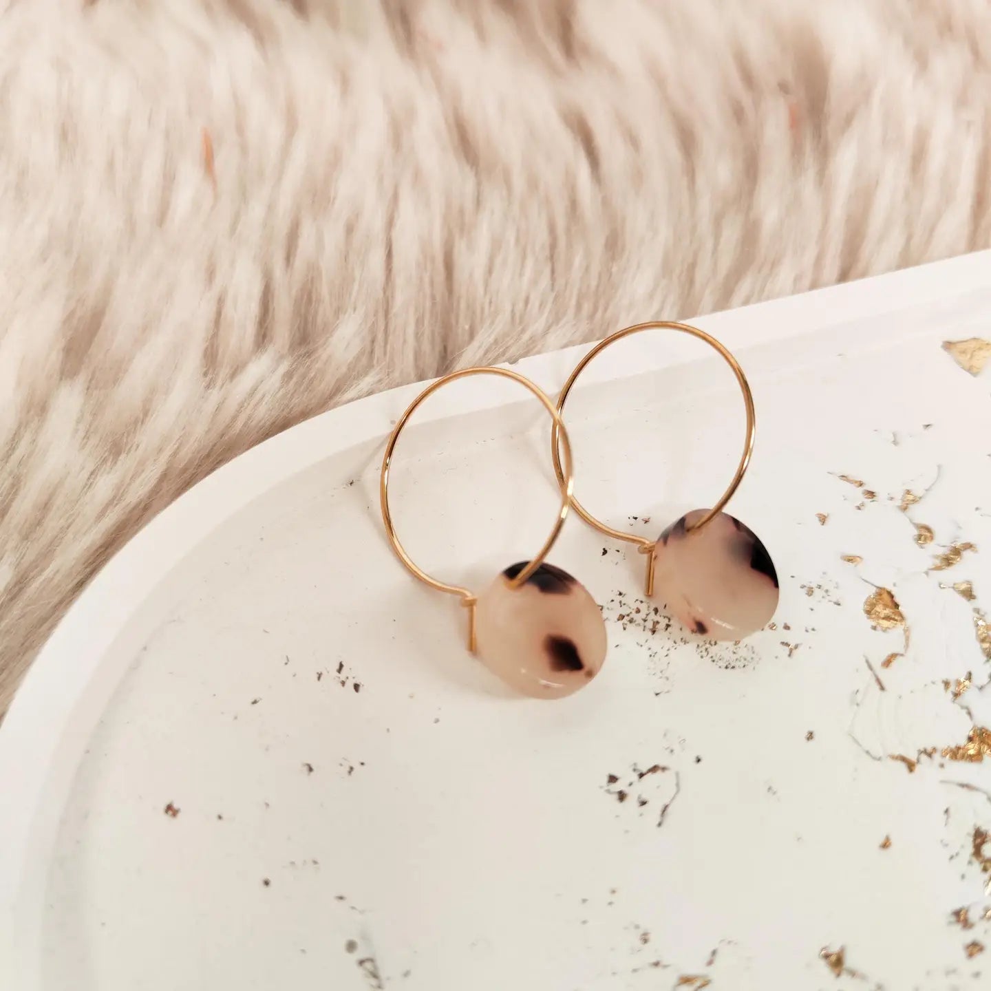 afHandmade Handgefertigte Creolen Ohrringe Leolook braun/schwarz