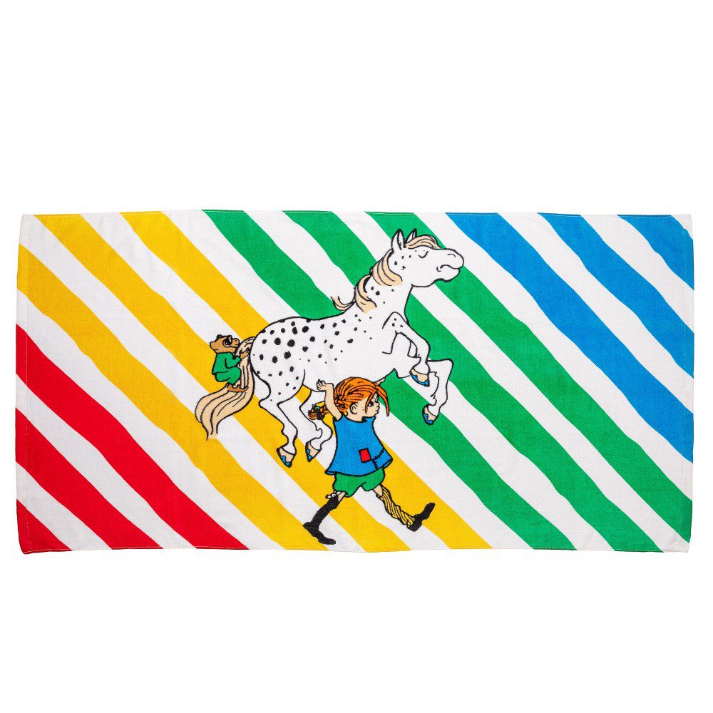 Pippi Langstrumpf Bade- und Strandtuch, Baumwollvelours, 70x140cm